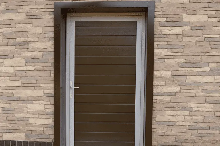 Обкладка двери металлическими панелями