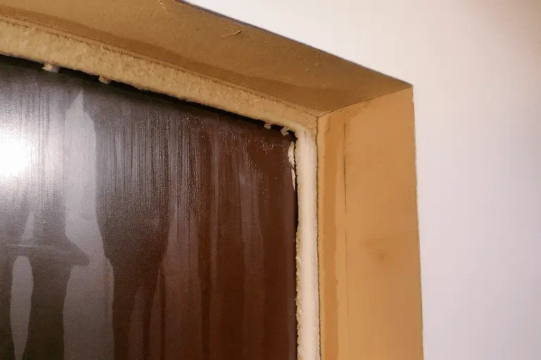 Запотевшая металлическая дверь и плохо утеплённые откосы — причина образования конденсата в доме